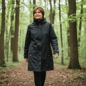 Calvin Klein Women's Long Black Waterproof Rain Jacket